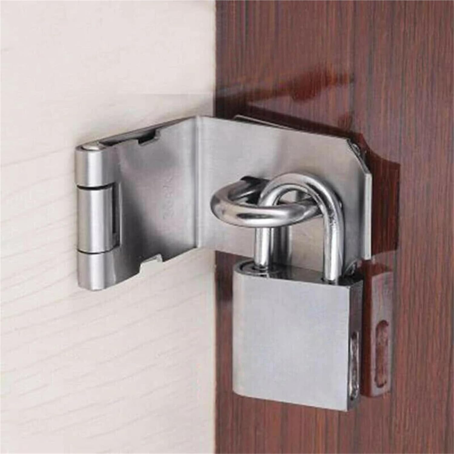 Stainless Steel Padlock Clasp Gate Hasp Staple Door 90 Degrees Latches Lock Shed Latch Household Hardware 1Pcs