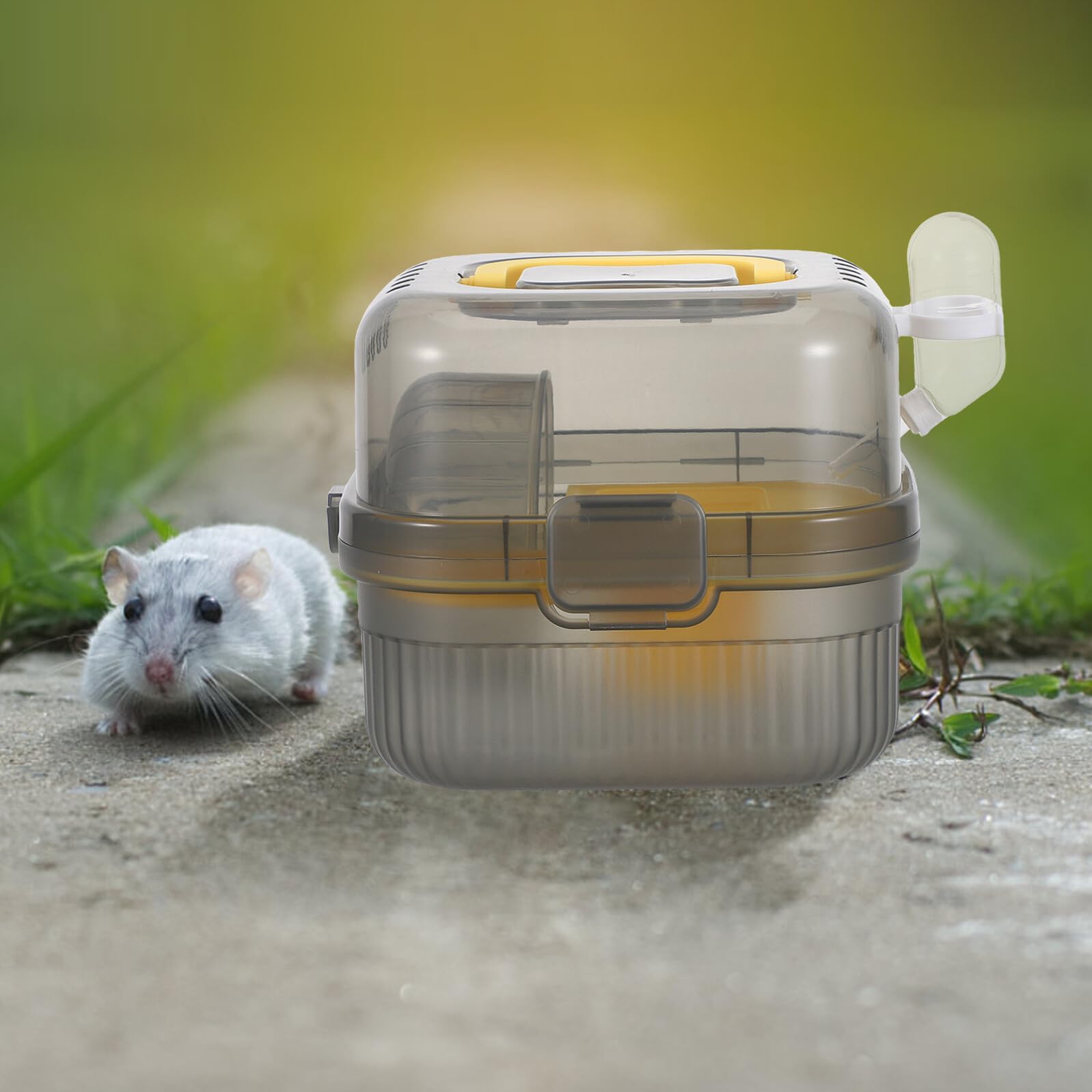 COLLBATH Trasportino per Piccoli Animali Doppio Strato Custodia Portatile per Criceti Porcellini Furetti Ventilazione Integrata Maniglia Pratica e Materiale Abs Sicuro per Viaggi e Uso