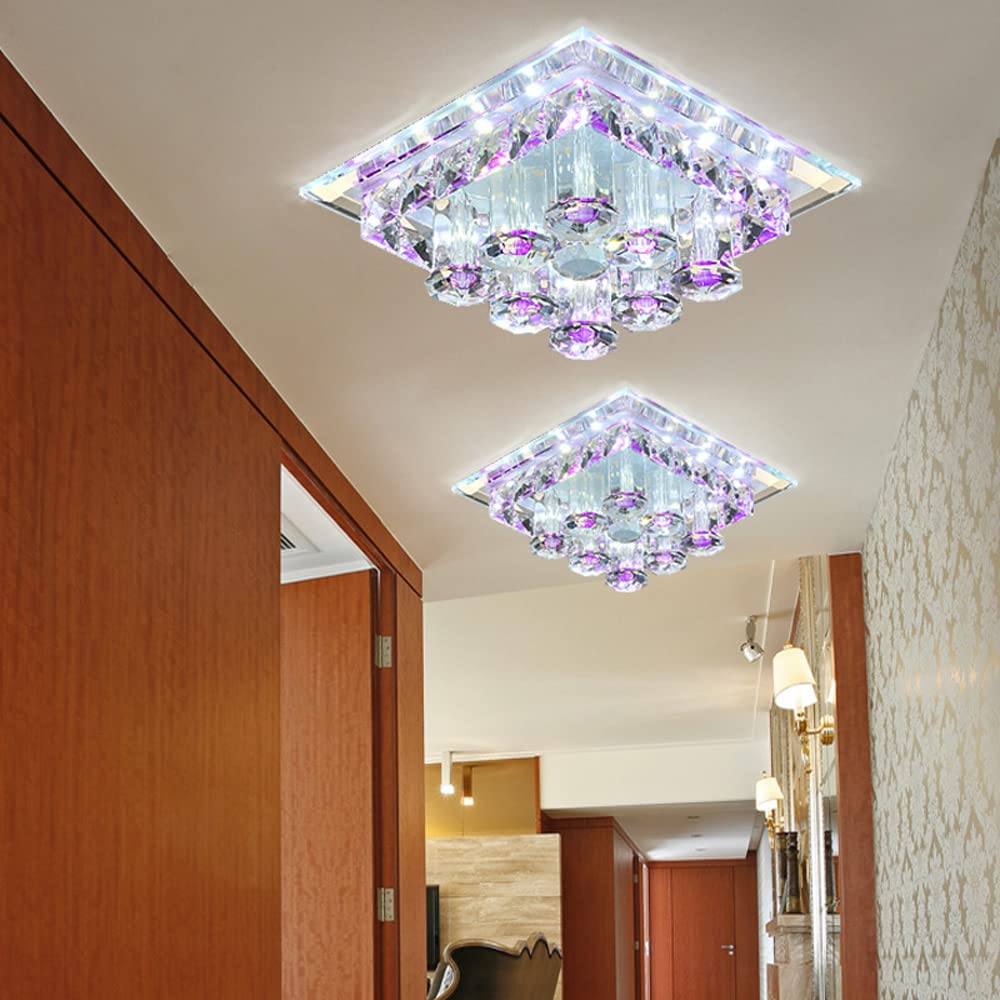 Faretto a LED Quadrato da 12W con Cristalli, plafoniera a LED con deflettore, Illuminazione Moderna a Incasso per corridoio, Veranda, Illuminazione Interna - B-3000K, A,A-6000K