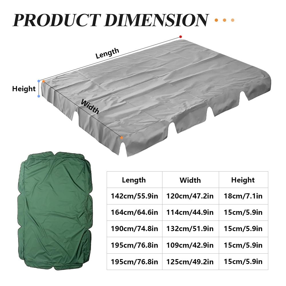 Toit De Rechange pour Balancelle De Jardin 190x132cm Housse De Toit pour Balançoire Extérieur 3 Places Auvent Imperméable pour Balancelle Terrasse Balcon(Red,64x45in-164x114cm)