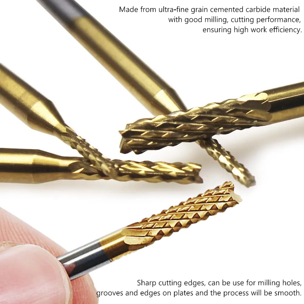 10pcs Carbone Cemente Enduit Titane Enduit CNC Fraises CNC Outils 1.0-3.0mm (1mm 1.5mm 2mm 2.5mm 3mm)