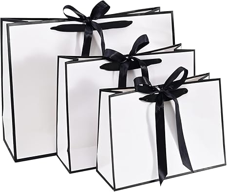 Amazon Co Jp Spacexpando ギフトバッグ 紙袋 リボン 3サイズセット ラッピング袋 誕生日 手提げ袋ラッピング パーティーバッグ ギフト袋 おしゃれ 大 中 小 クラフト プレゼント袋 贈り物 お土産 お菓子 パーティー 結婚式 白 文房具 オフィス用品