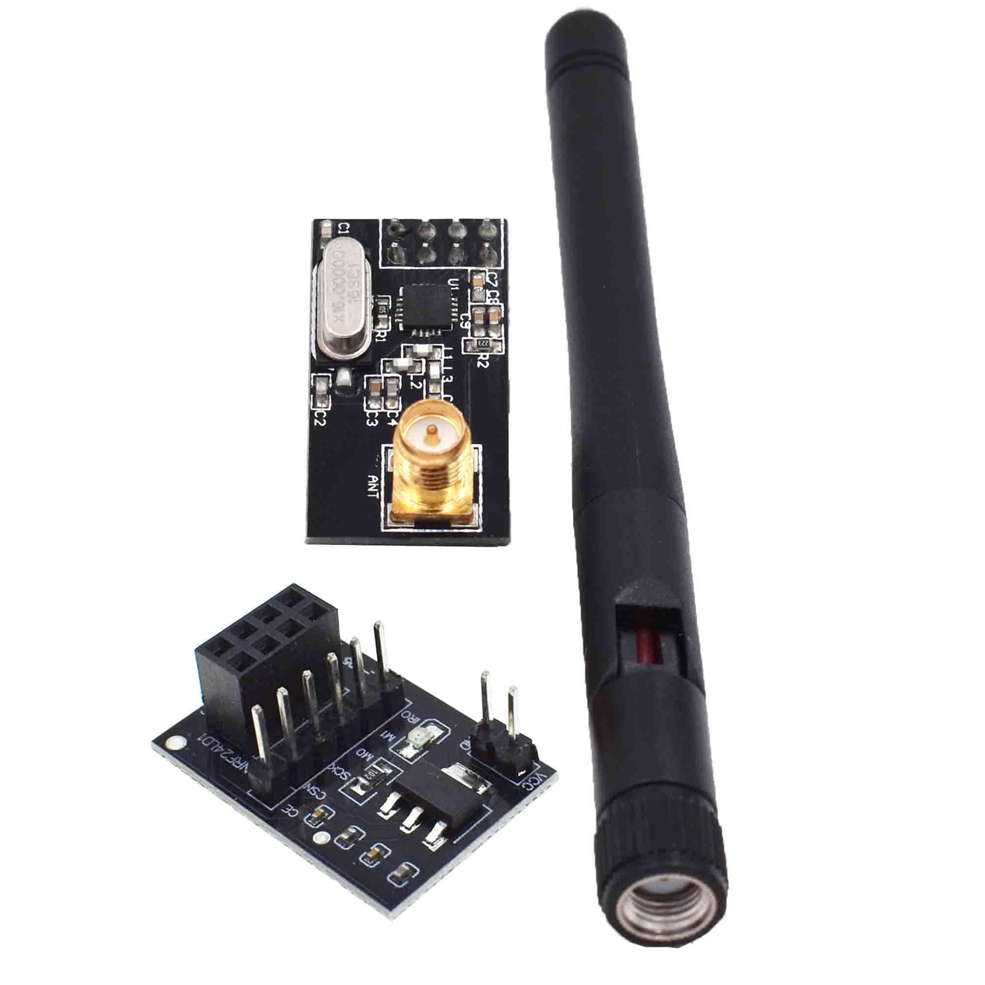 Reland Sun 1PCS NRF24L01+PA+LNA Module with SMA 2.4GHz 1100m with Breakout Adapter On-Board 3.3V Regulator (NRF24L01-A-board)