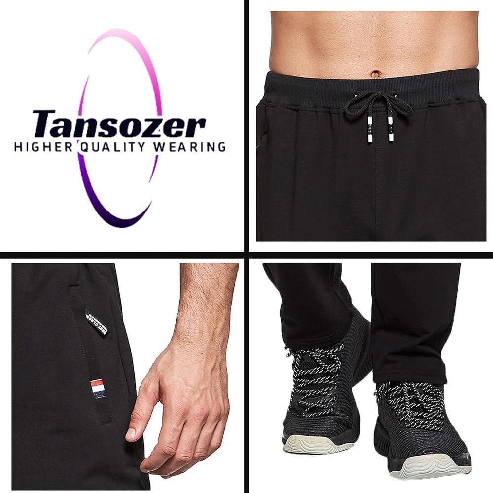 Tansozer Męskie spodnie sportowe bawełniane z kieszeniami