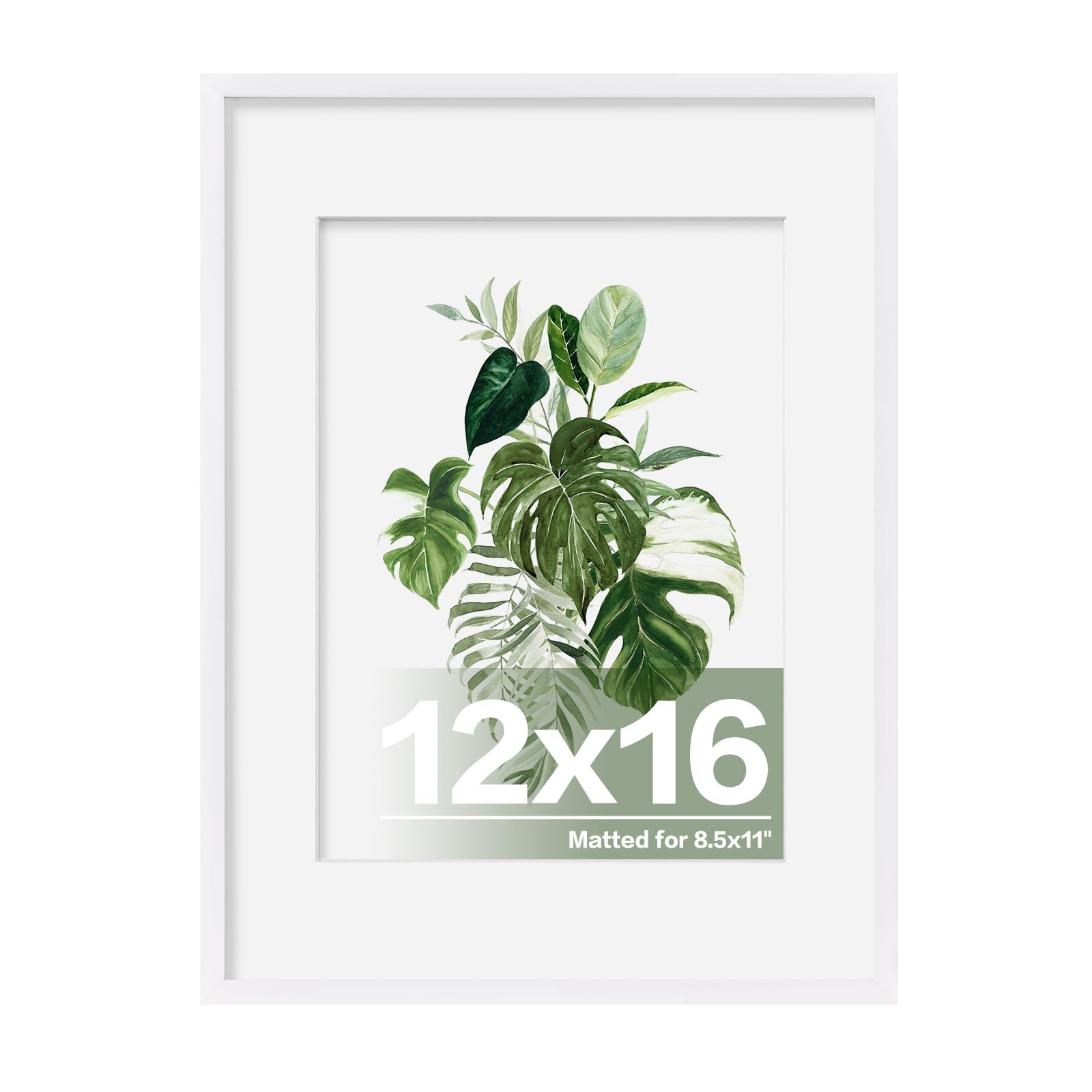 EGOFINE 30x40 Picture Frame, 12x16 inch Frame Display 8.5X11 with Mat Covered by Plexiglass, for Wall Mounting, White — image 1