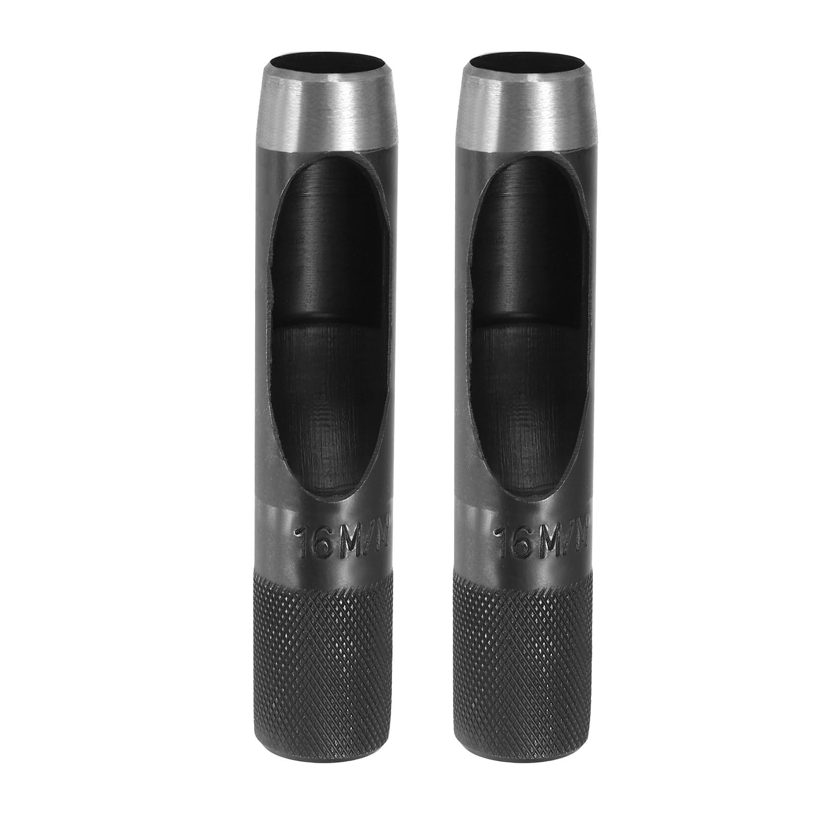 sourcing map 2pcs Leather Hole Punch 16mm Hollow Round Hole Puncher Cutter Carbon Steel Tool for Watch Cloth Belt Gaskets DIY Leather Craft Repair, Black — image 1