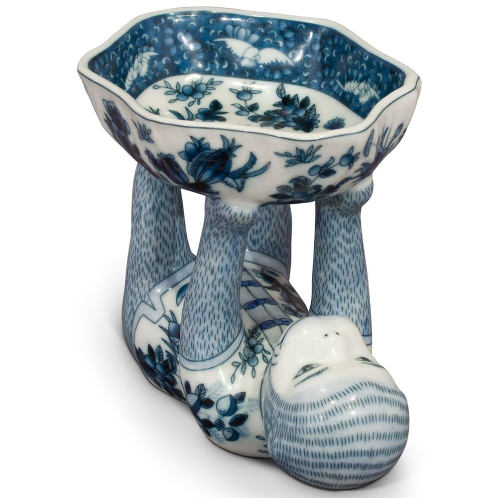 China Furniture Online Blue and White Chinese Porcelain Monkey Holding Lotus Dish