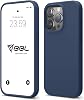 Babylonian iPhone Case Thin Liquid Silicone 3 Layer Fully Coated Soft Gel Rubber Case Cover (Navy Blue, iPhone 12 Pro Max)