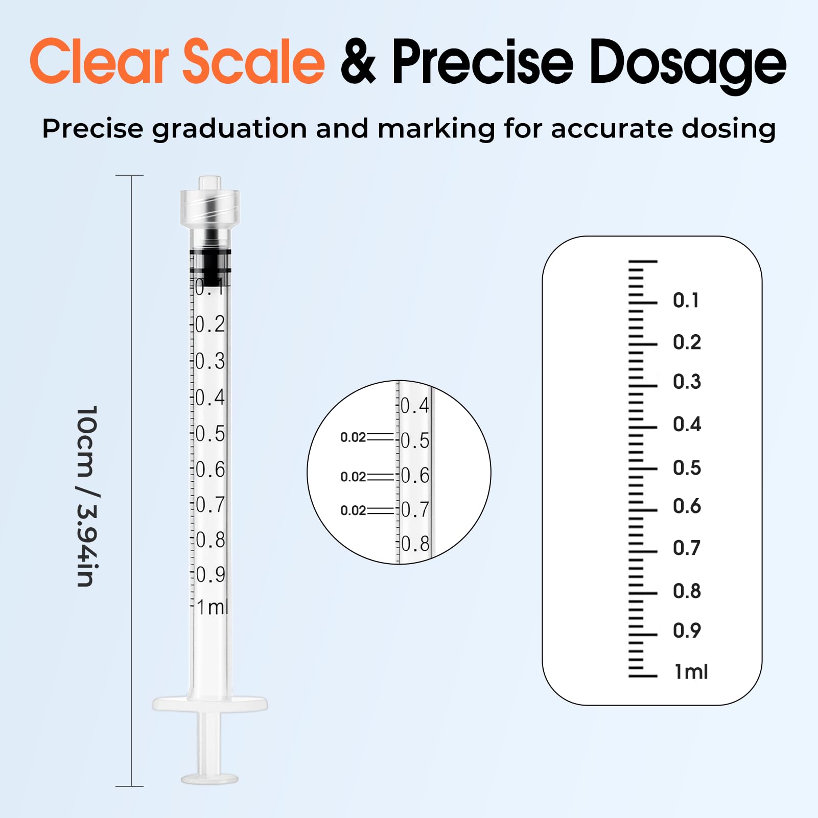100 Pack 1mL Luer Lock Syringe (No Needle) , Sterile & Individually Wrapped, Professional, Industrial & Personal Use — Amazon image 2