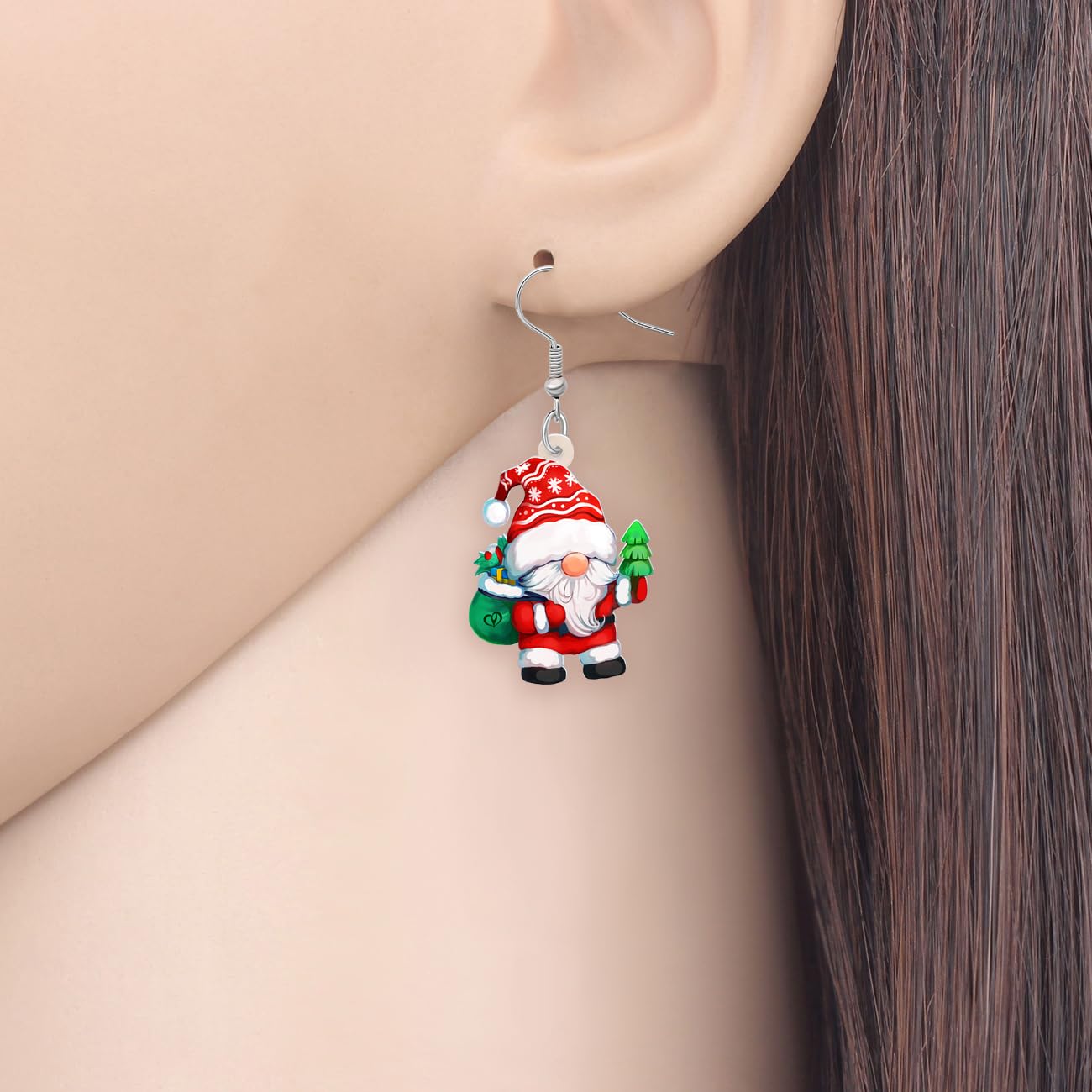 LONYOO Christmas Santa Claus Earrings Dangle Charms Christmas Jewellery for Women Girls Festival Gifts (Multi) - Image 2