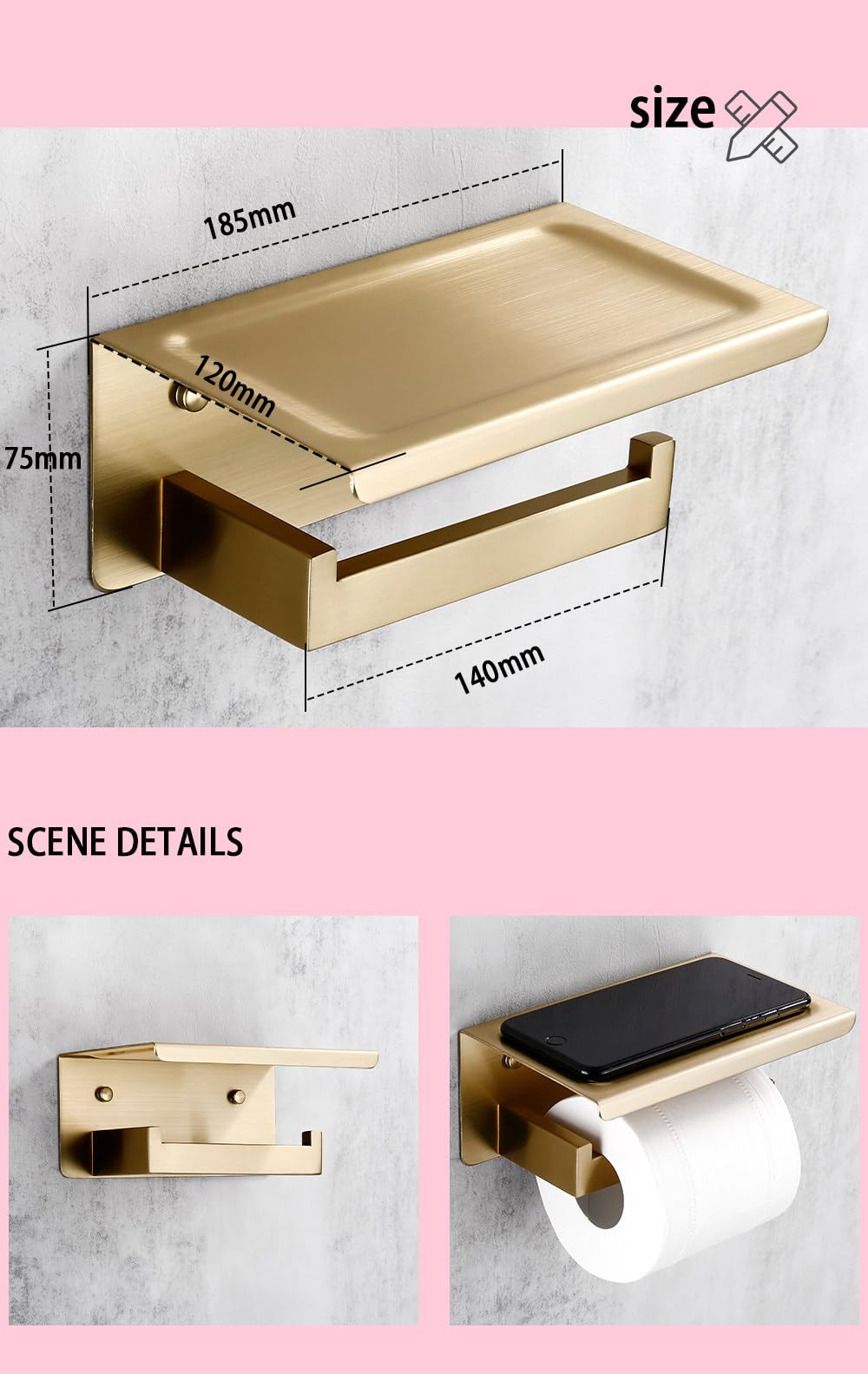 Juego de Accesorios de baño de Oro Cepillado, Soporte para Rollo de Papel higiénico para Montaje en Pared, toallero, Colgador de Bata, Kit de Accesorios de Acero Inoxidable, Placa de Soporte de Papel