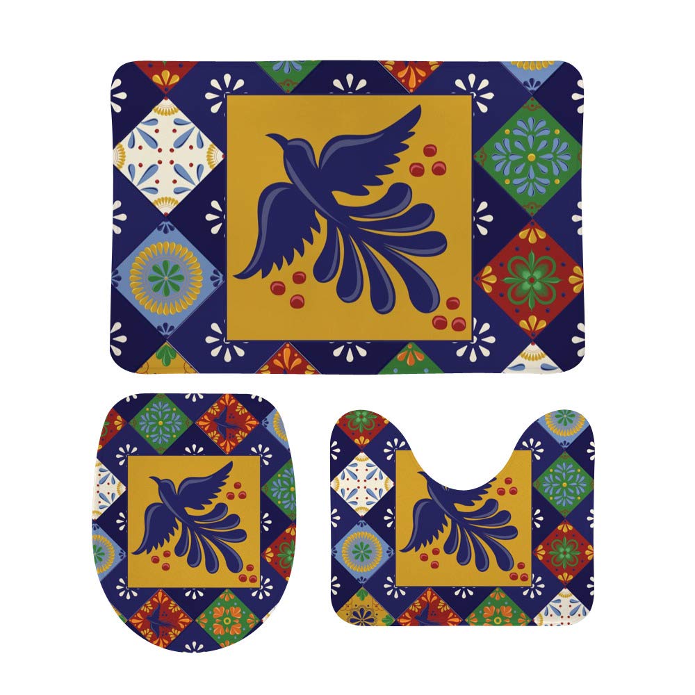 Tapis de bain antidérapant ensemble chic de 3 pièces lavables pour WC