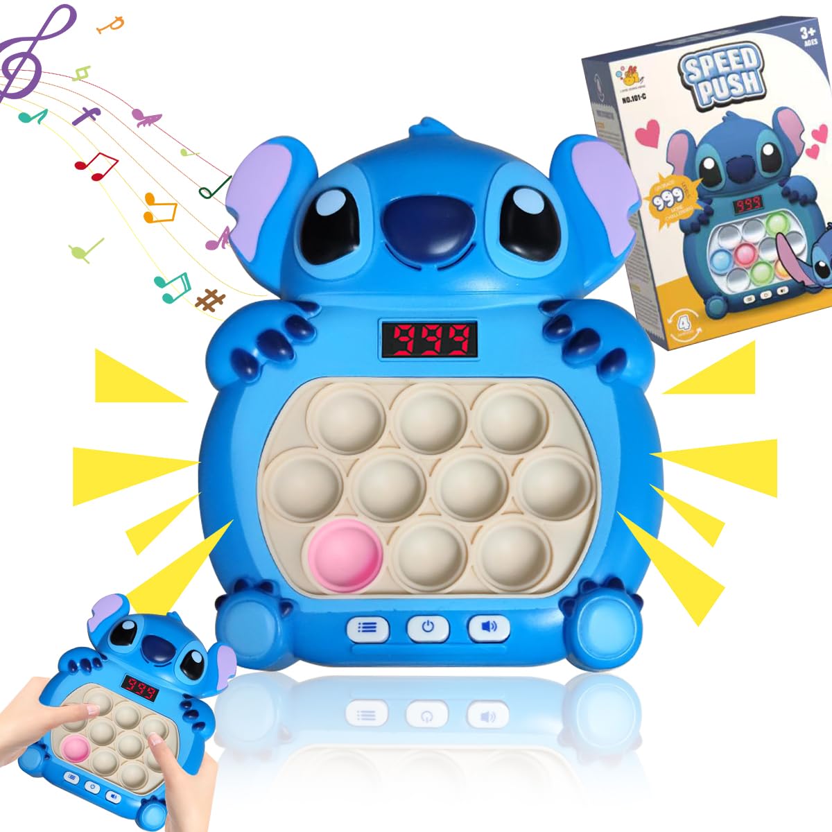 Pop lt electrónico, Quick Push Burbujas Juego, Juguete Pop It Electrónico Fidget, Controlador de Juegos Bubble, Popit Juguete Sensorial para Aliviar el Estrés para Niños y Adultos