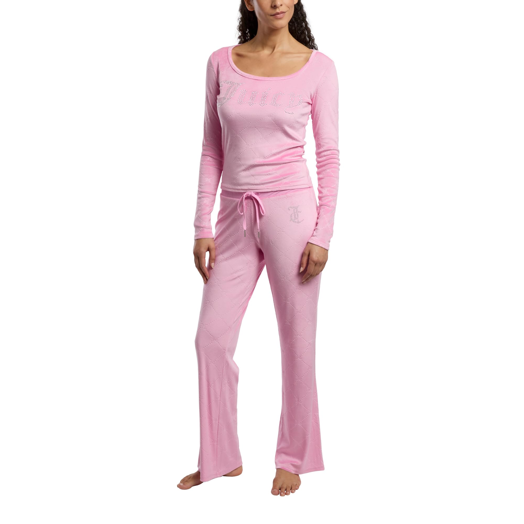 Juicy Couture Women's 2 Piece Velvet Fleece Long Sleeve