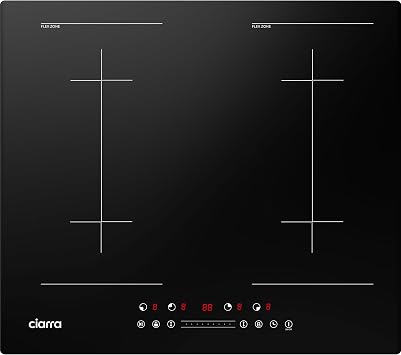 CIARRA CBBIH4BFF 4 Zone Built-in Induction Hob with Two Flex Zones Power Booster Touch Control Hob 4 Plates 9 Power Levels Electric Hob 60 cm 7200 W