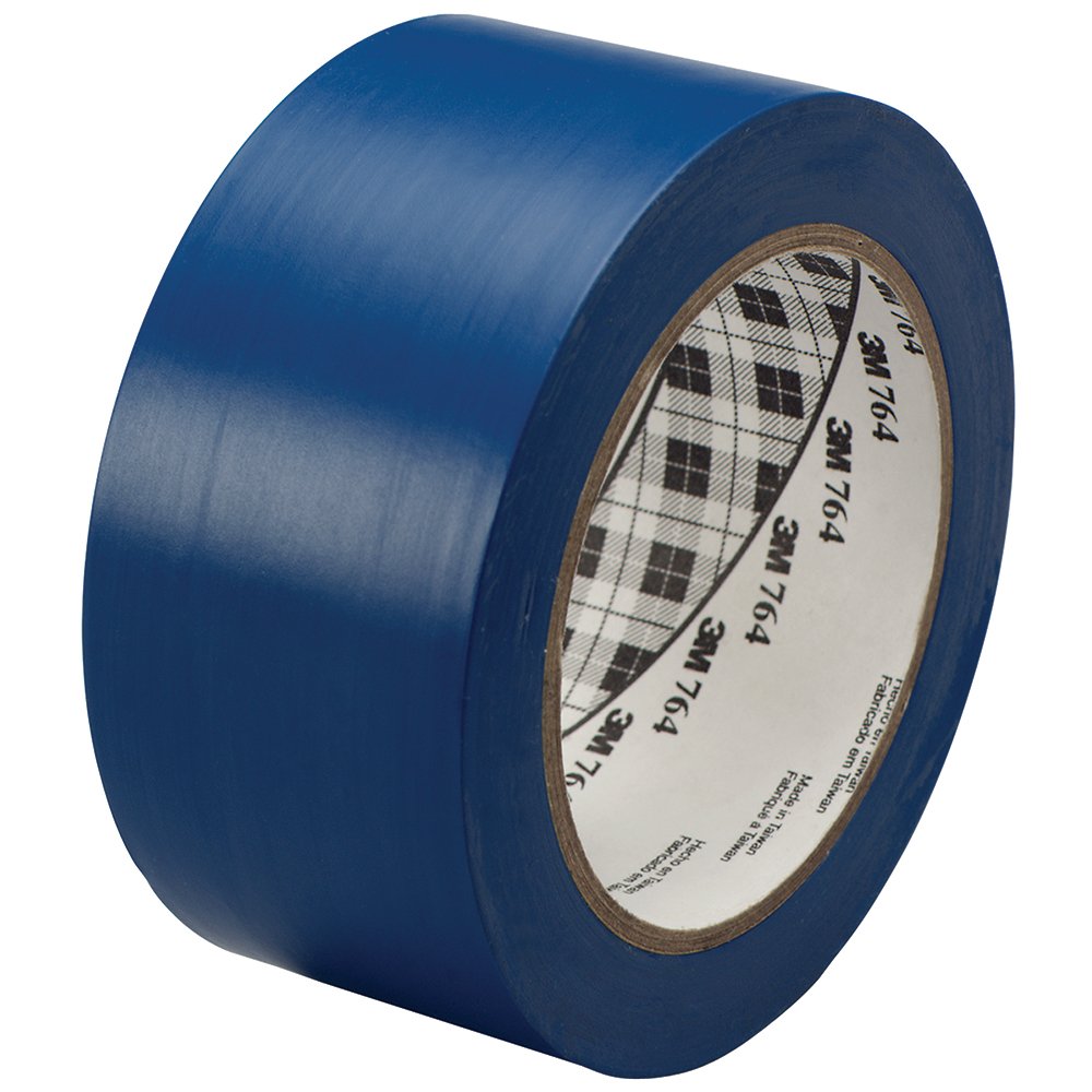 3M 764 Solid Vinyl Tape, 2 x 36 yds, Blue, 24/Case