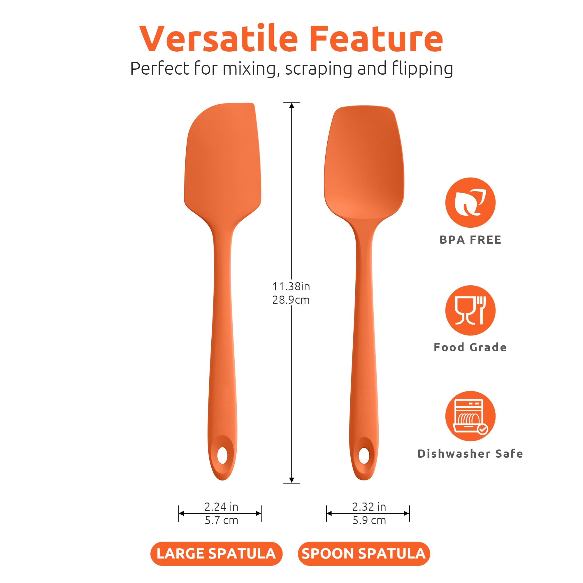 U-Taste Silicone Spatula Set of 2: 315℃ Heat Resistant Flexible Seamless Rubber Spoon Spatula - Image 2