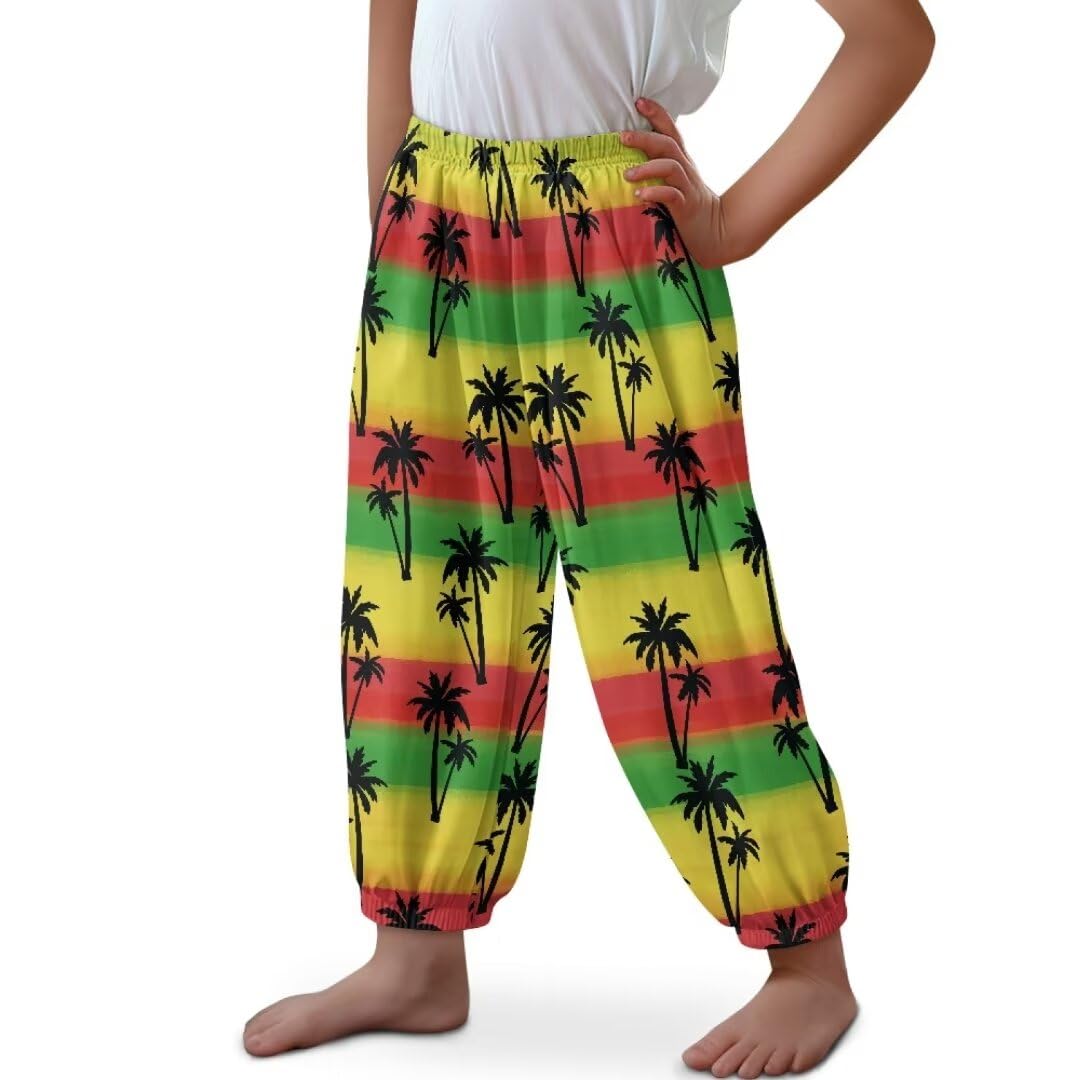 ORGYPET Palm Tree Casual Cargo Jogger Pants for Girls Fashion Sports Trousers for 11-12 Plus Size Active Jogging Pants for School Elastic Yoga Pants for Dance Soft Beach Outfits Gift for Daughter
