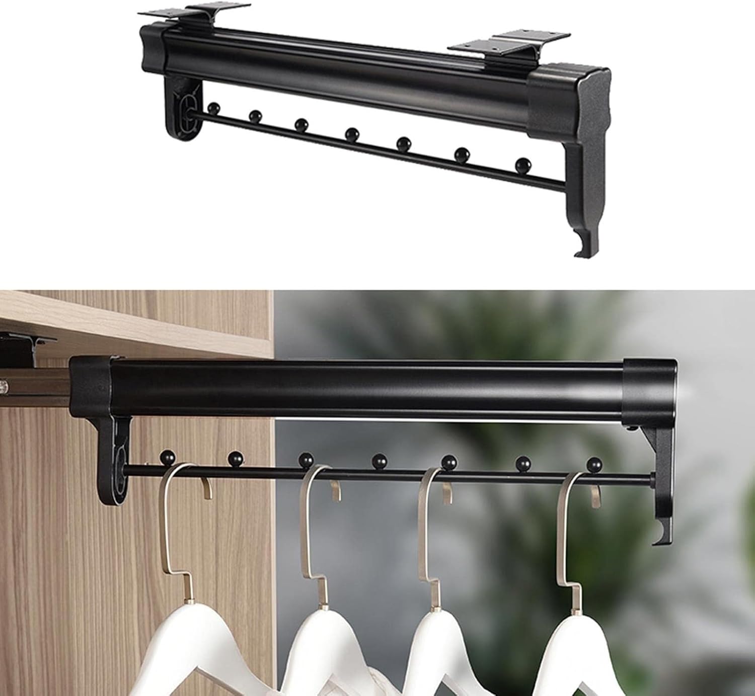 Pull Out Clothes Hanger Rod Adjustable Wardrobe Clothing Rail, Extendable Wardrobe Rail In