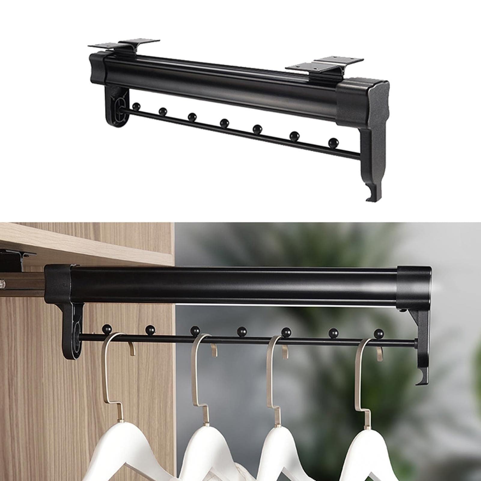 AYCDL Pull Out Clothes Hanr Rod - Adjustable Wardrobe Clothing Rail, Extendable Wardrobe Rail In Steel, Adjustable Clothing nizer Holder, for Hanging Rod For Closet S,Color-51cm/20inch