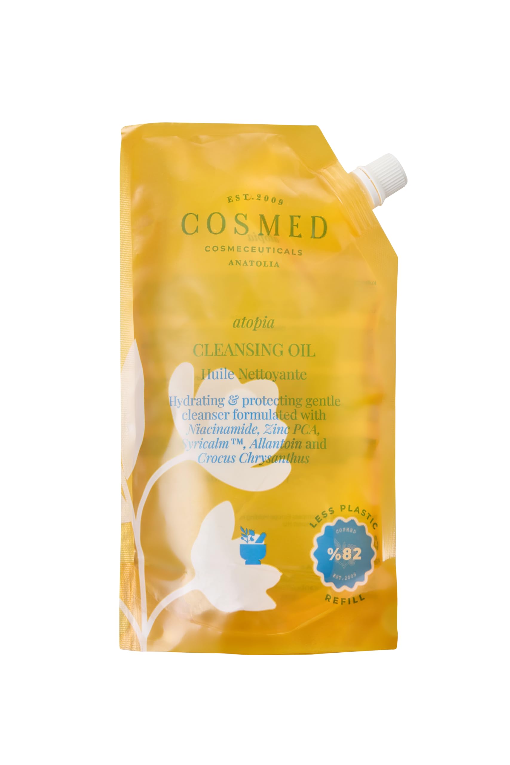COSMED Cleansing Oil Refill, Yüz ve Vücut için Yağ Bazlı Temizleyici, 400 ml