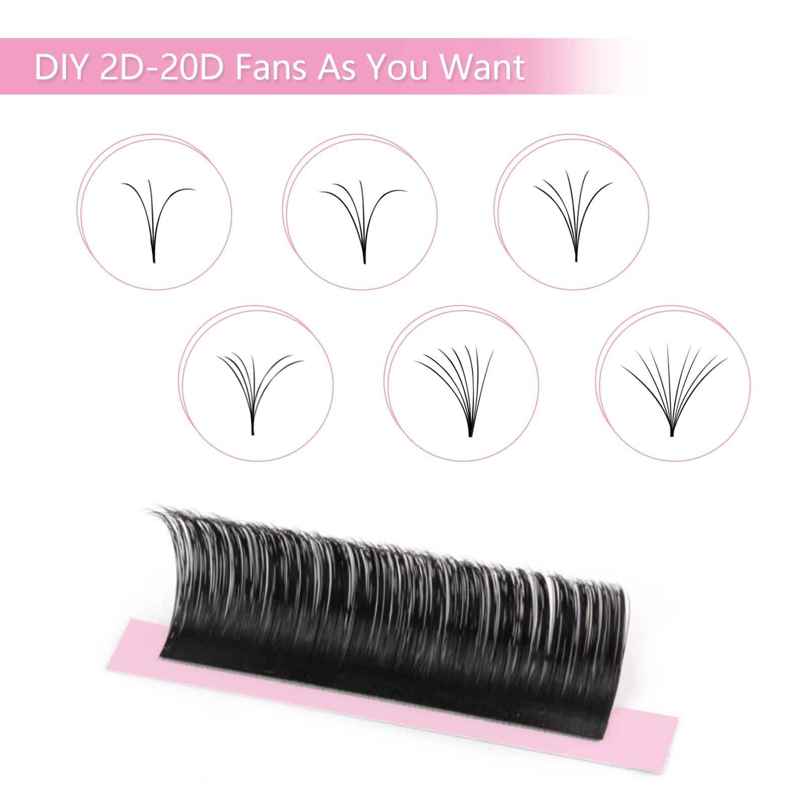 Oreola Volume Lashes Russian Eyelash Extensions Long Self-Fanning Lashes C Curl 0.07mm Thick 12mm Long 3D - Image 3