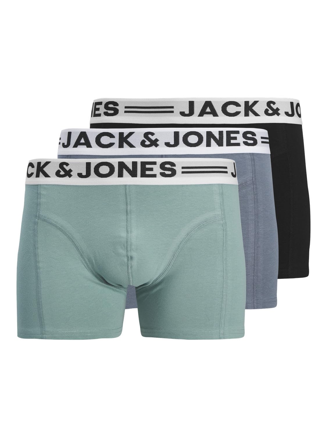Jack & Jones Men's Mineral Blue Sense Trunks 3-Pack Boxer Shorts