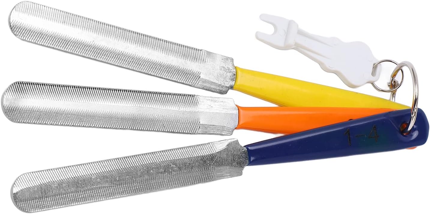 3pcs Nut File Kit, Double Sided Guitar Nut Slotting Files with Tapered Cutting Edge and Comfortable Handle for Electric Guitar Bass Ukulele Repair