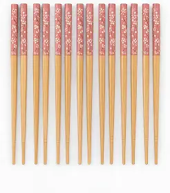 Kit de Hashi Bambu 10 Pares (20 palitos) | Talheres Orientais Reutilizáveis | Estampa Floral Sakura | Ecológico, Durável e Elegante