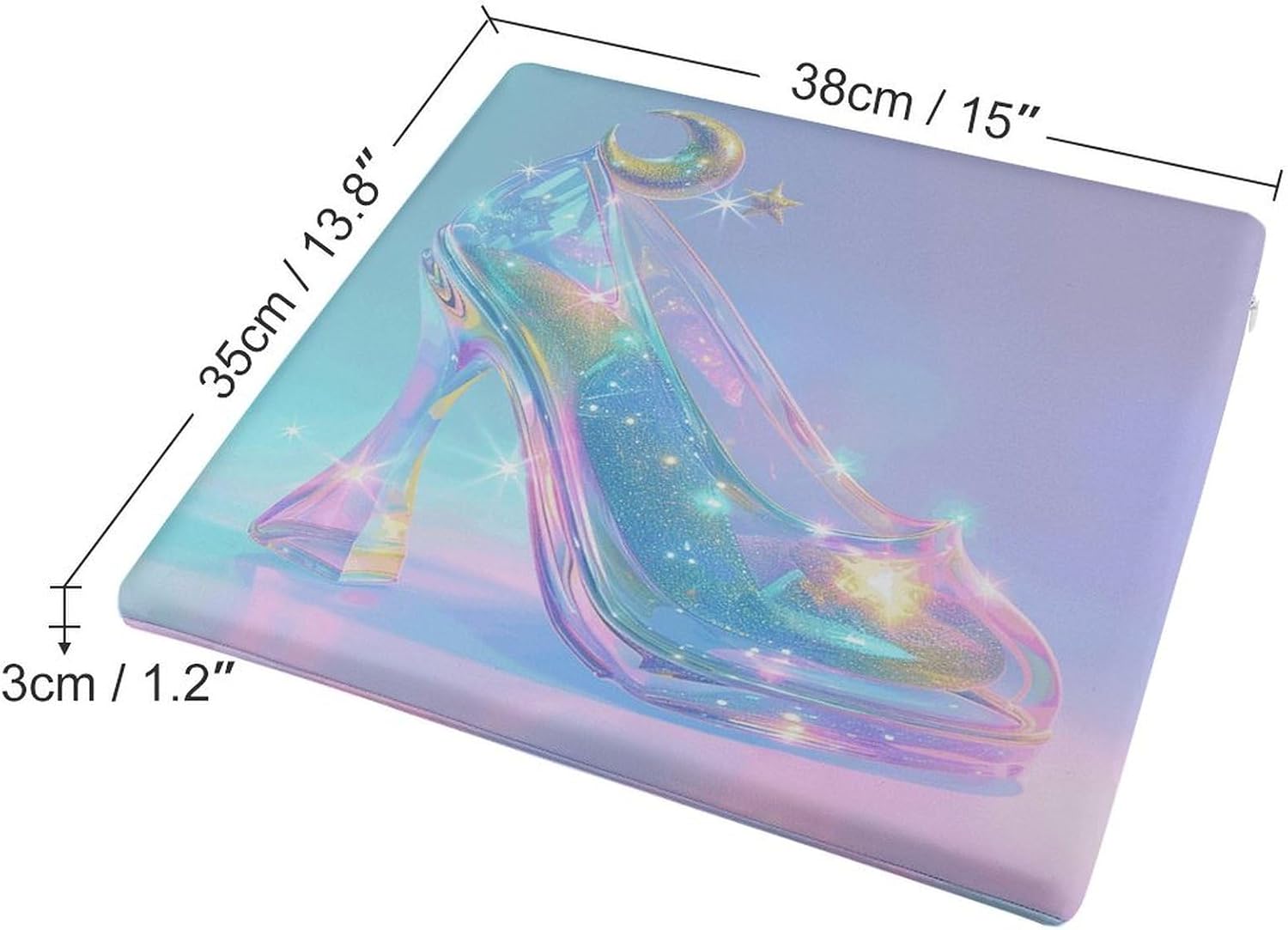 Star Glass Slippers Seat Cushion, Soft Memory Foam Chair Pads, Removable Washable Chair Cushion for Office, Kitchen, Car, Dining, 15 X 13.8 Inch image 2