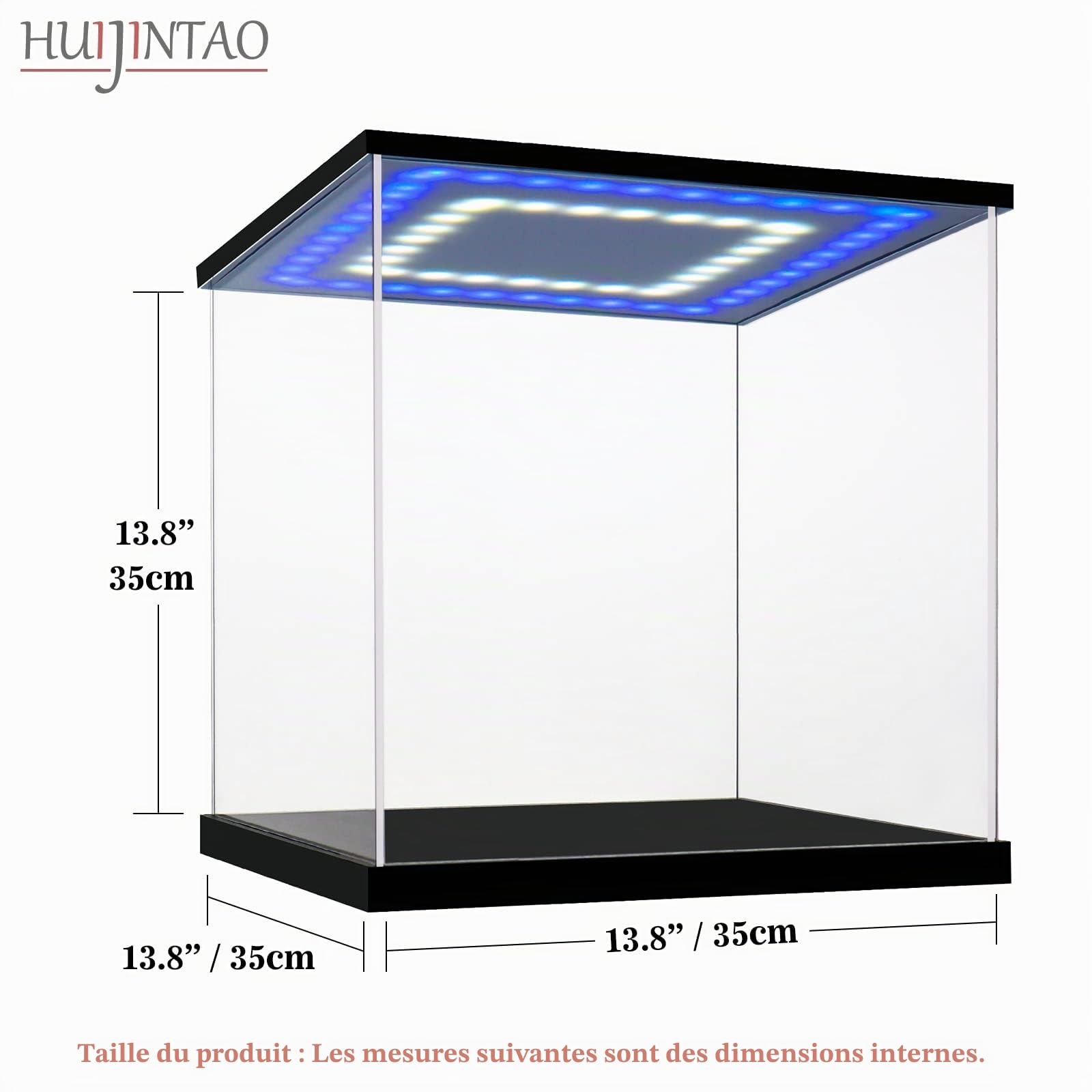Vitrine pour Collection, Boite Acrylique, Vitrine Figurine Transparent, Vitrine Acrylique en Verre pour Collection, Figurine, Voitures Miniatures | avec éclairage LED (35x35x35 cm)