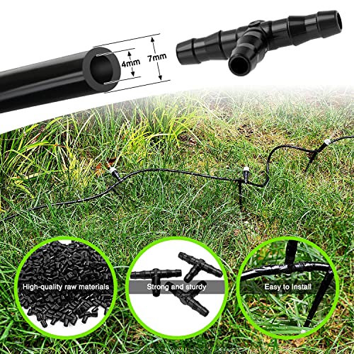 190 PCS 1/4" Plastic Barbed Tee Connector, VooGenzek Barbed Tee Fittings for 4/7mm Garden Hose - Image 3