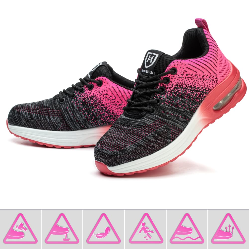 buty robocze lekkie męskie, damskie buty ochronne, antypoślizgowe, sportowe buty ze stalowymi noskami, oddychające z stalowymi noskami buty ochronne do pracy, Rosa, 39 EU