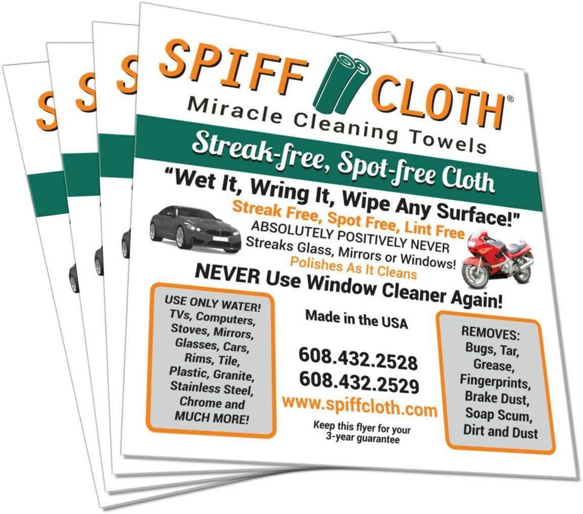 Miracle Cleaning Towels (10-Pack), Streakfree Cloths for Multi-Purpose Cleaning, Chemical Free, 16" x 16" Reusable and Washable