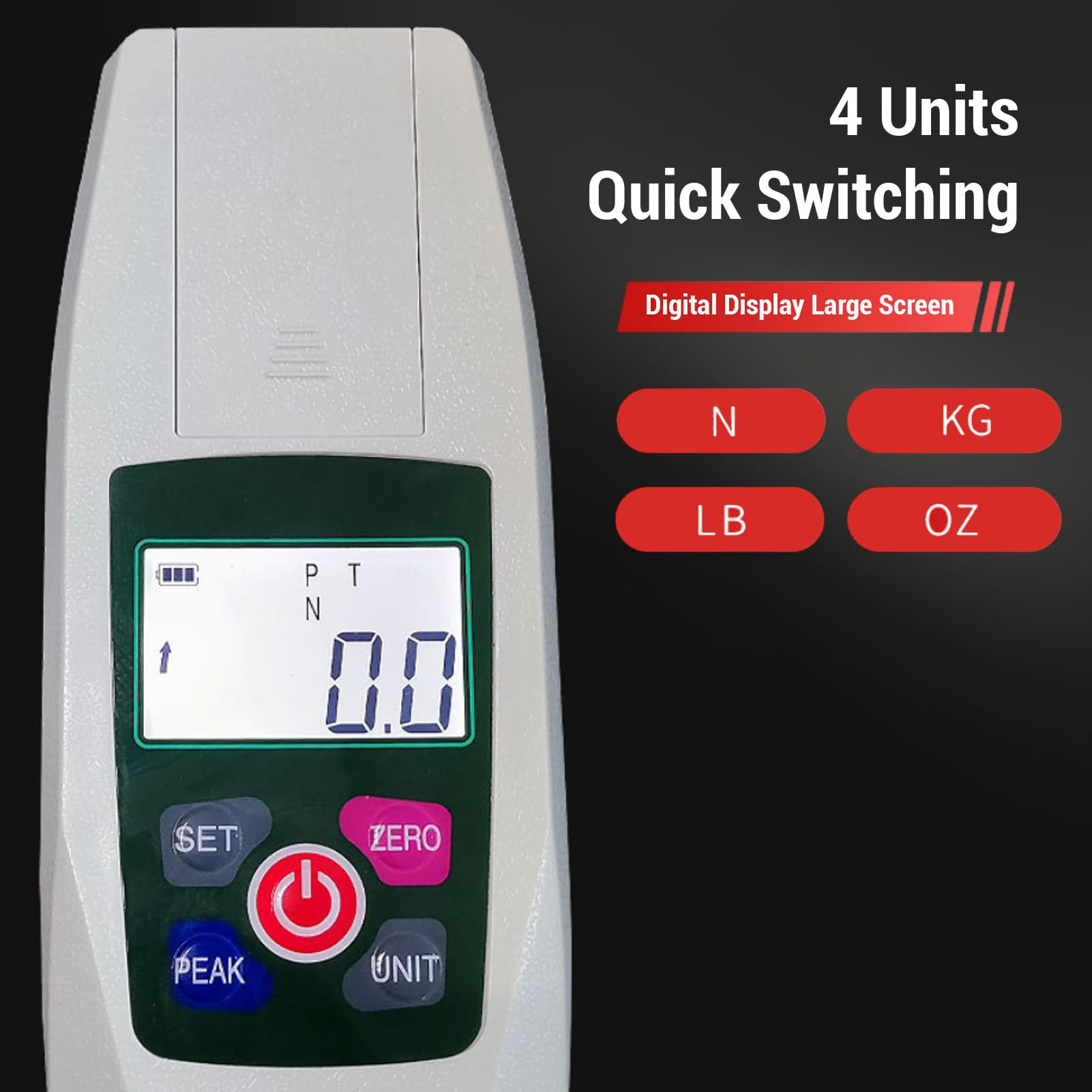 Medidor de fuerza digital 50N Dinamómetro push-pull portátil de alta precisión con pantalla LCD retroiluminada Apagado automático para pruebas industriales de laboratorio Material