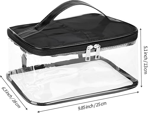Miniatura 7 de HAOGUAGUA Bolsa de maquillaje transparente con compartimento para cepillos, portátil, impermeable, bolsa de aseo transparente para viajes,
