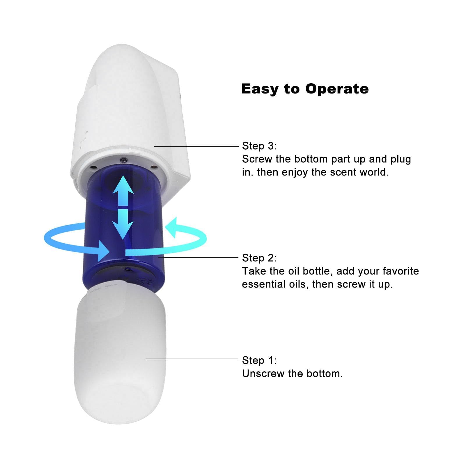 Smart Plug In Diffusore di Oli Essenziali 100ml Bluetooth Sensore di Luce Nebulizzante Profumo Macchina per Aria Spina UE da 100 a 240 V Bianco