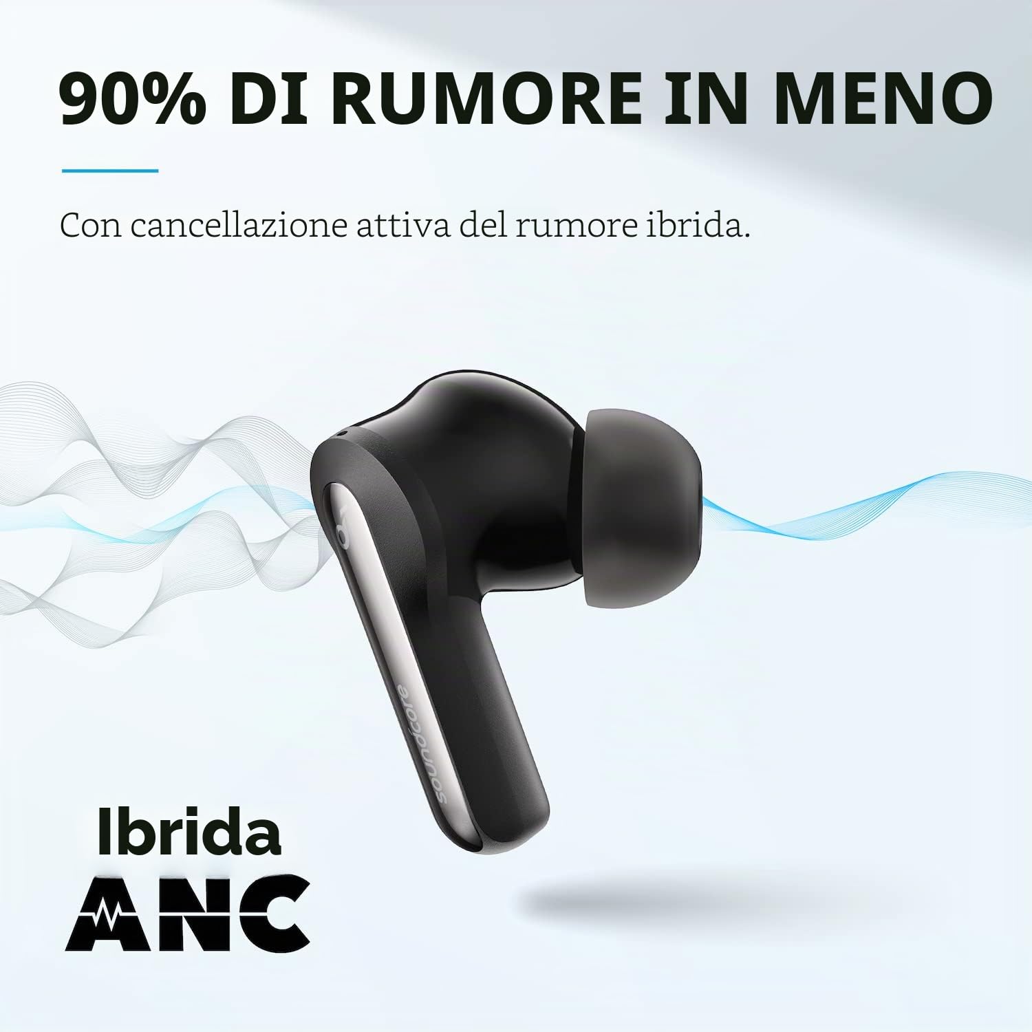 Soundcore by Anker P3i Cuffie Bluetooth Cancellazione Rumore Attiva Ibrida, Cuffie Bluetooth 5.2 con driver 10mm, 36 Ore di riproduzione, Chiamate 4 microfoni AI, EQ Personalizzata, Trasparenza
