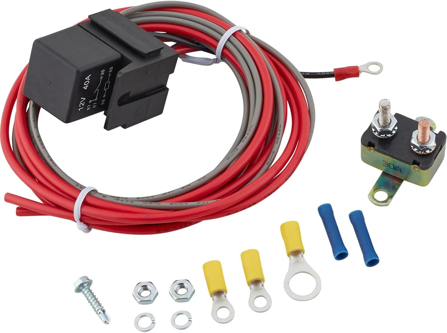 Speedway Motors Black Ah-Oo-Gah Horn with Universal 40 Amp Electric Relay Kit 12 Volt 112 dB Classic Ooga Sound 9.25 Inch Horn Includes Wiring Terminals Circuit Breaker