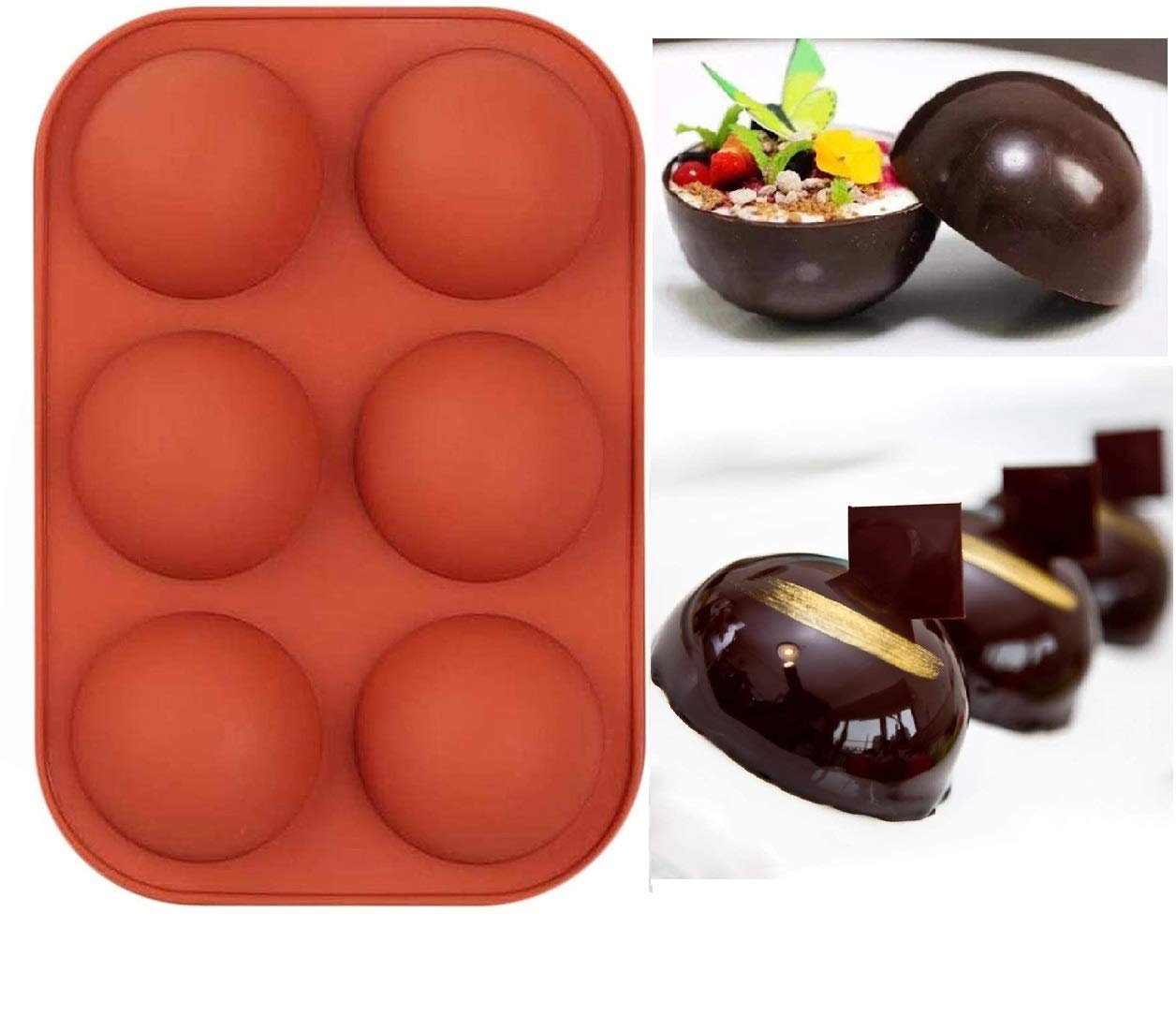 6-Cavity Silicone Chocolate Mould - Hot Chocolate Bombs & More -1