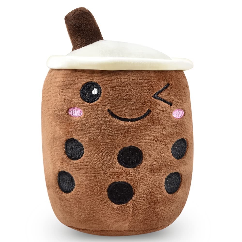 Tuko My Cute Stuffed Boba Tea Plushie, Soft Kawaii Animal Stuffed Plush Toys, Brown 9 Inches