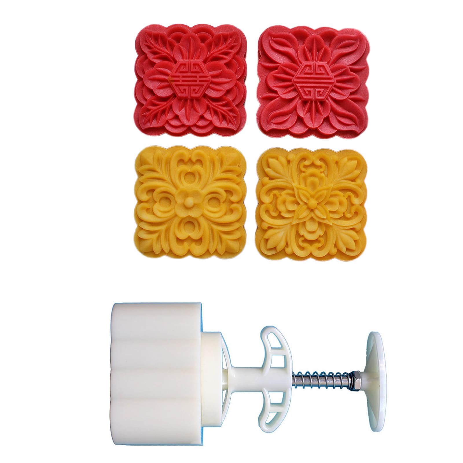 MALSSE Flower Pattern Desserts Maker Molds MidAutumn Pastries Tool Cookie Dessert Cutter Hand Pressure Desserts Molds Cookie Stamp and Cutter Press for Baking Wedding