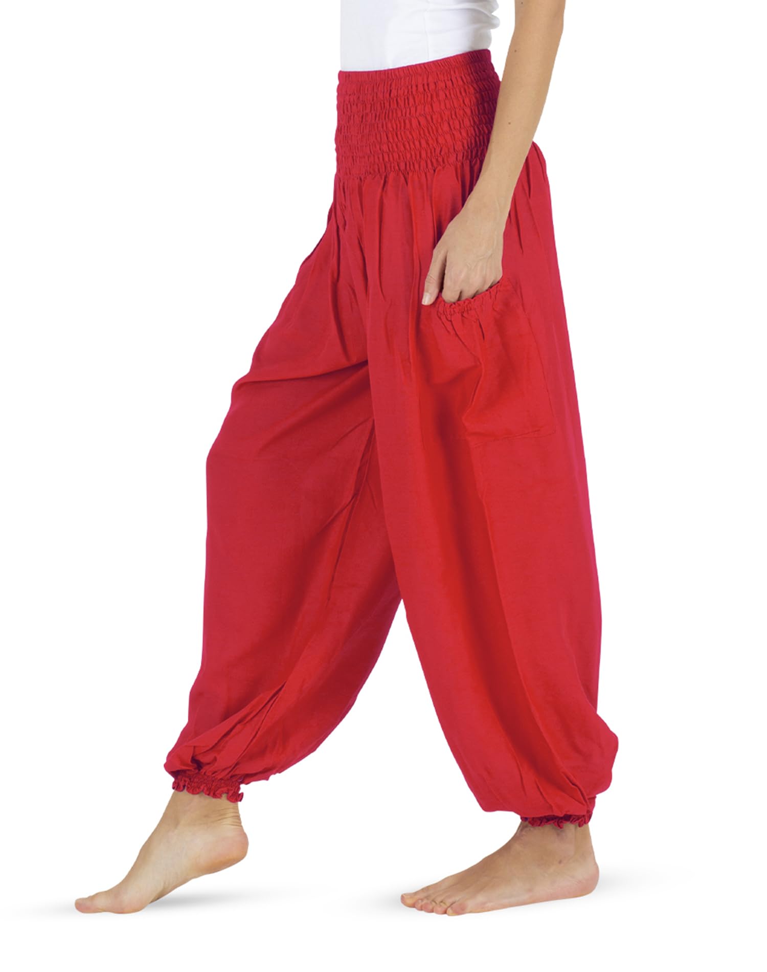 HOMECLASS6 Thai Harem Pants Women, Casual Bohemian Hippie Boho Yoga Pants with Deep Pockets