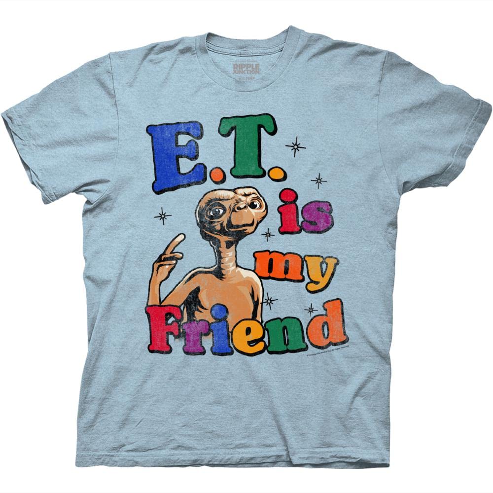 Ripple Junction E.T. Rainbow E.T is My Friend Adult Crew Neck T-Shirt