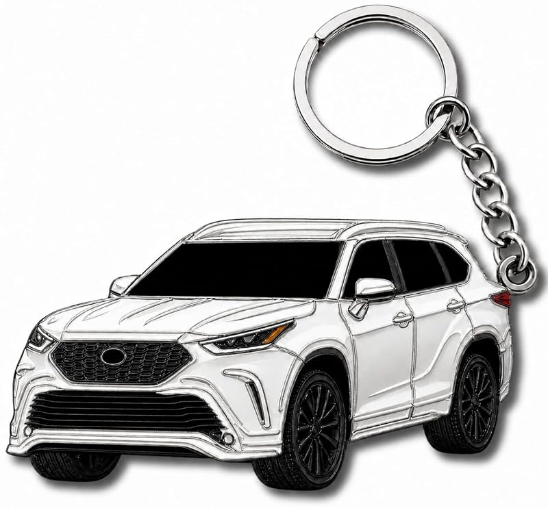 Chaveiro metálico para Highlander e Grand Highlander com esmalte branco FOUR WHEEL BEAST, 1 unidade
