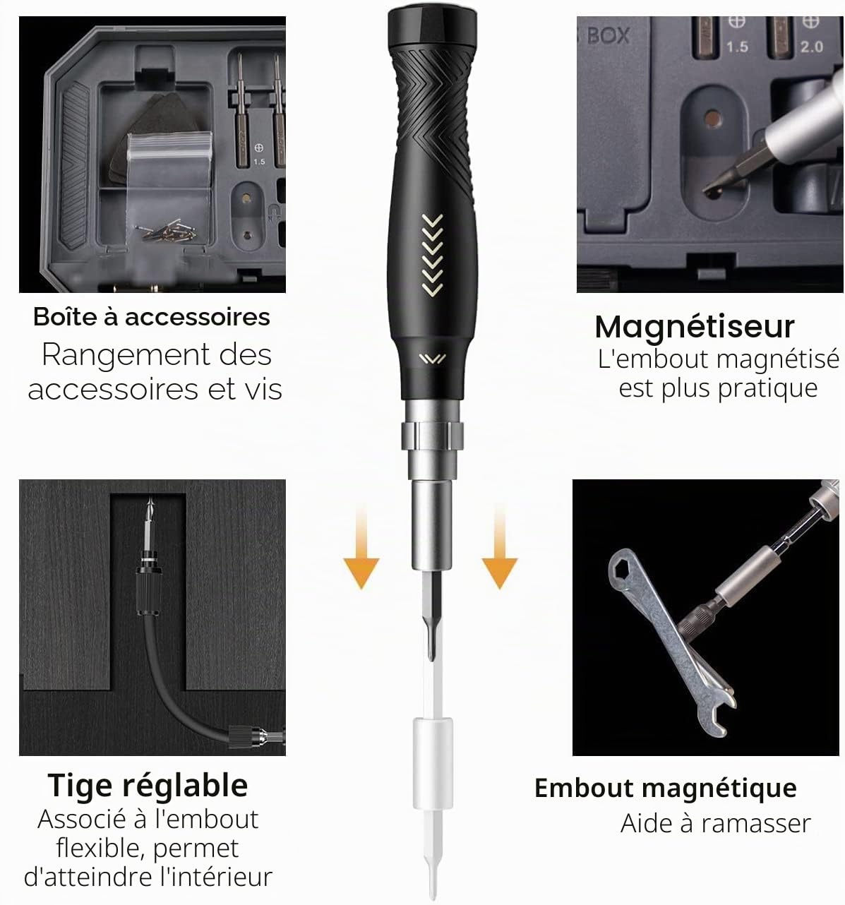 JAKEMY 164 en 1 Kit Tournevis de Precision Outils Réparation T5 T6 Torx Tournevis Embouts Magnétiques pour Téléphone/Lunettes/Ordinateur Portable/Montre/Appareil Photo/iPhone/Voiture RC/Console