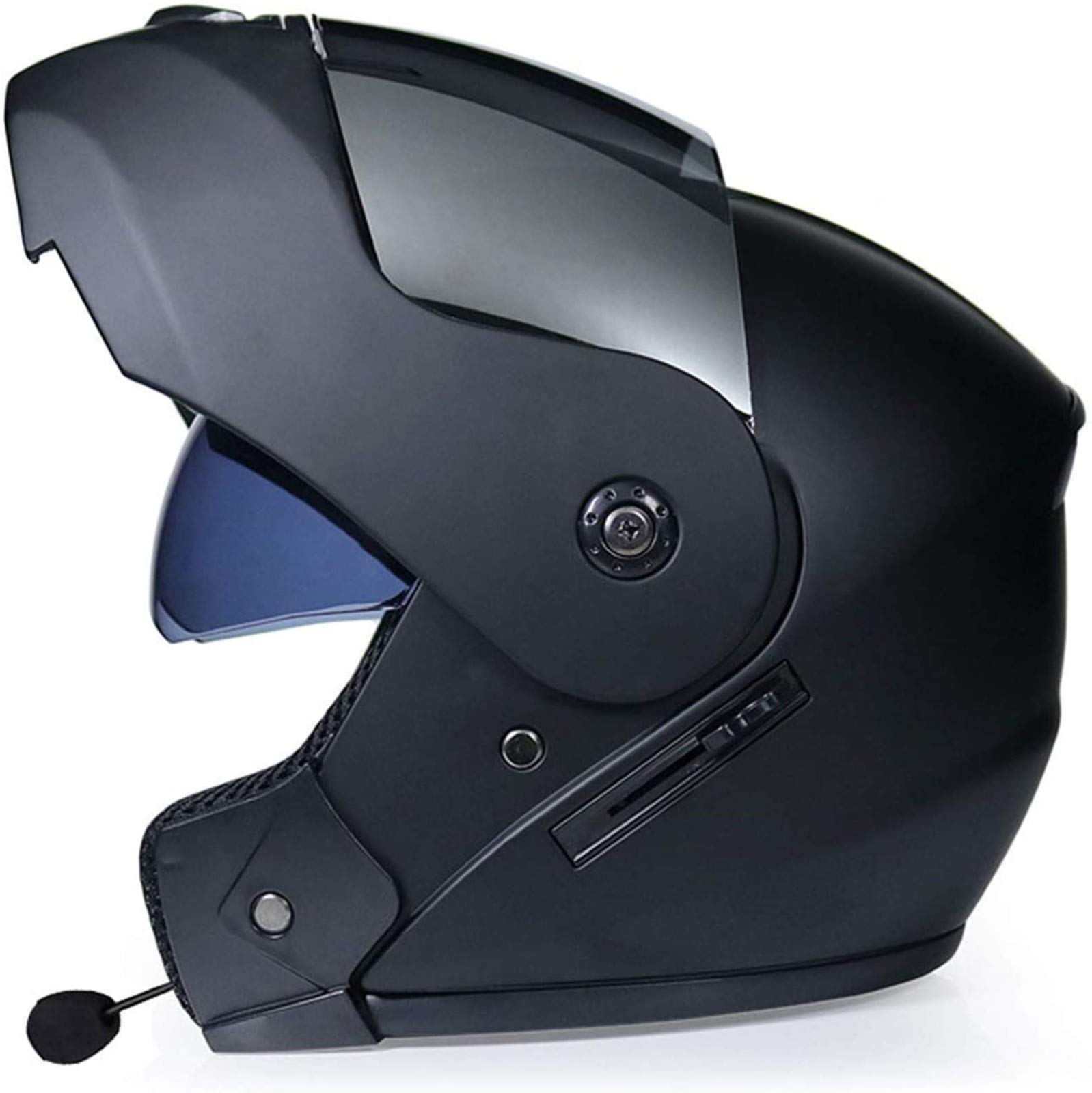 Casco De Motocicleta Plegable con Bluetooth, Doble Visera, Cara Abierta, Casco De Protección para Motocicleta, Casco Abatible Multifunción, Aprobado por ECE para Mujeres Y Adultos E,S