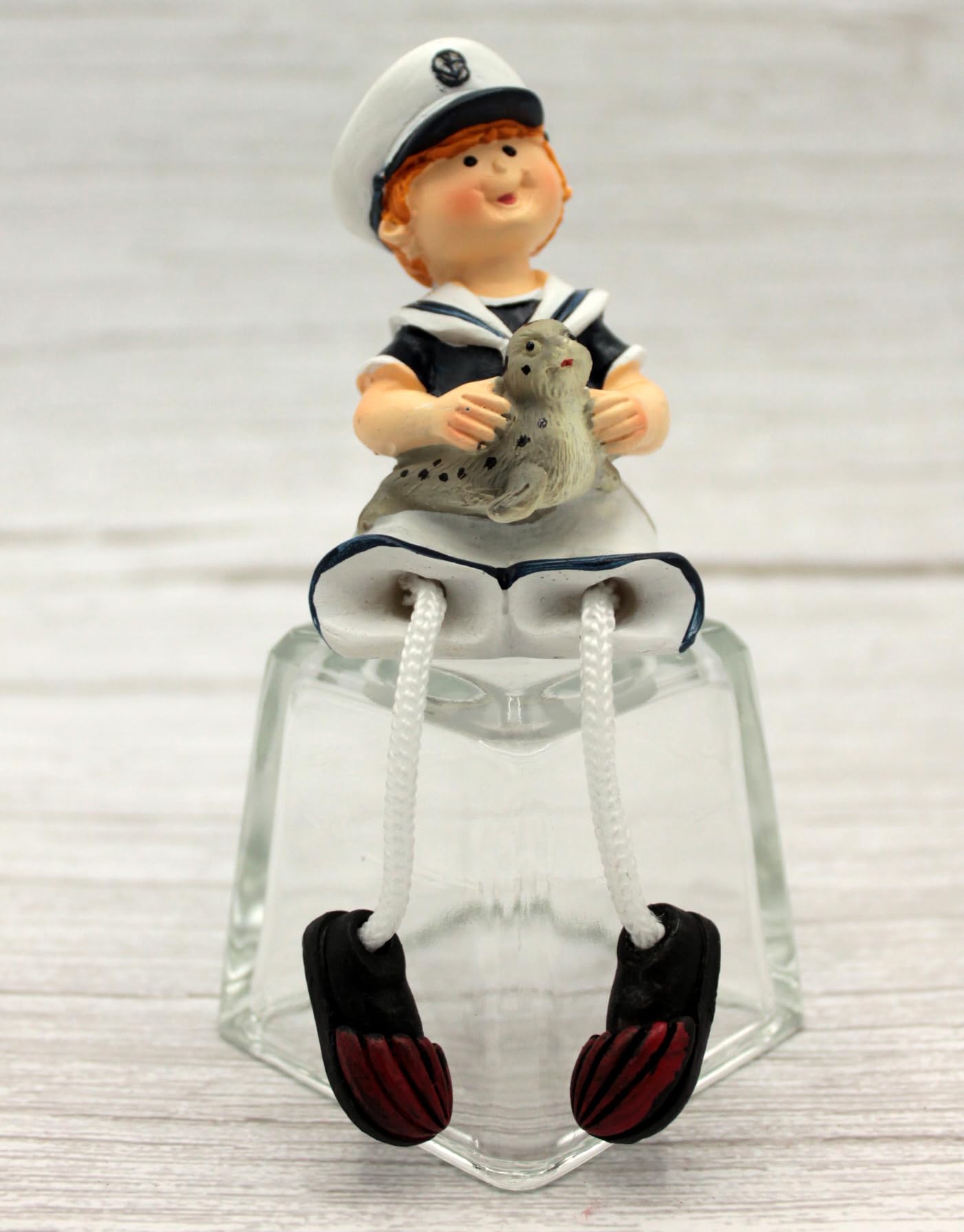 2er Set Kantenhocker Matrosen Kinder mit Kordelbeinchen 15 cm (Weiß)