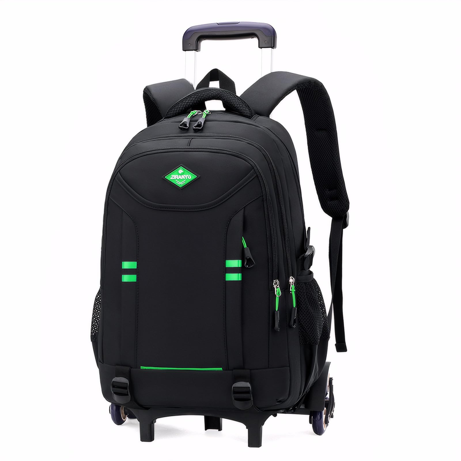Amythe Mochila con Ruedas para Niños y Adolescentes 9 10 12-18 años | Mochilas Escolares Trolley Gran Capacidad | Carro para Mochilas 6 Ruedas para Viajes y Escuela - Negro