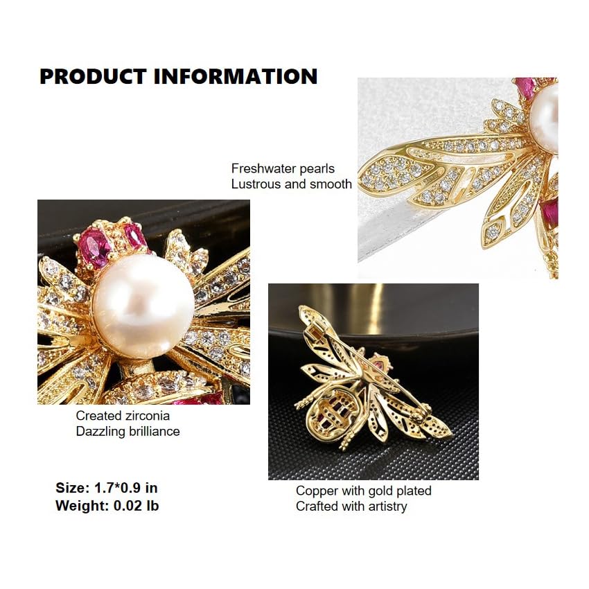 Image of GKDFK Little Bee Brooch Pins for Women Vintage Animal Insect Lapel Pin Crystal Rhinestone Broach Dress Denim Jacket Accessories Birthday Party Costume Jewelry Gifts
